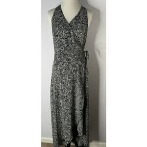 ABERCROMBIE & FITCH Black & White Floral Wrap Maxi Dress Size Medium